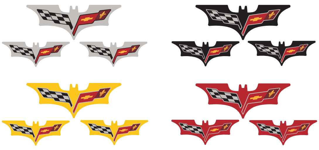 C6 Corvette Batman Inspired Colored C6 Flag Logo Decals Set